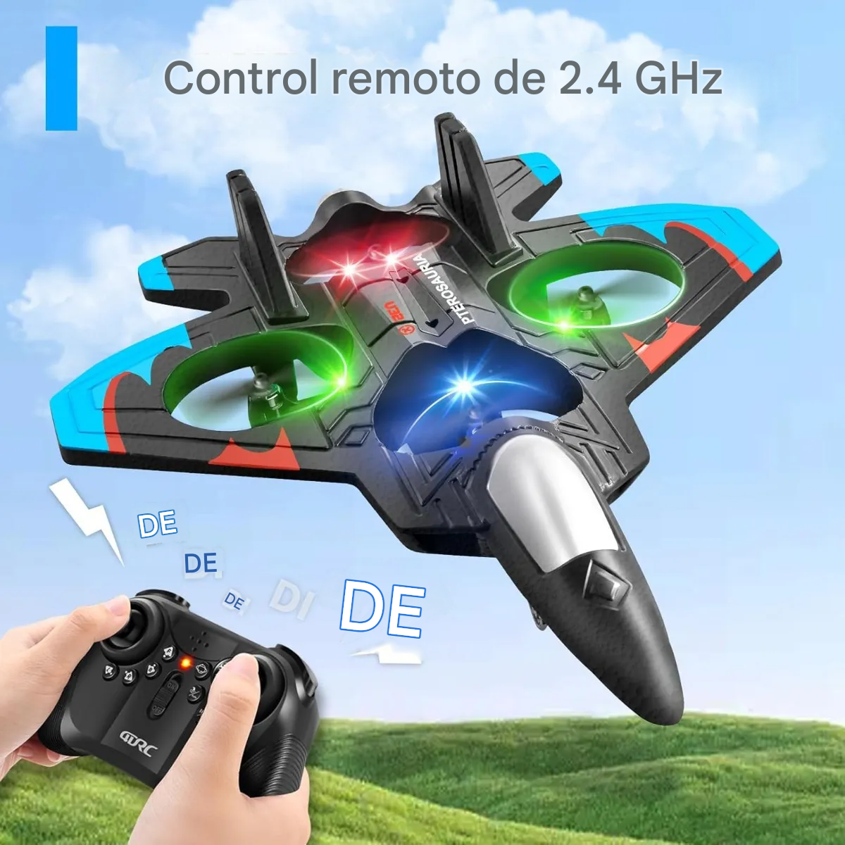 AeroStorm X7 - ✈️ Avión Drone Con Giros 360° Y Luces LED A Control Remoto 🎮