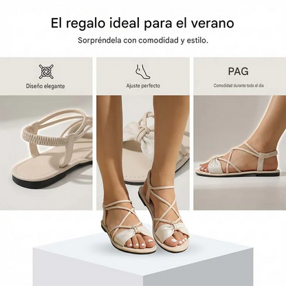 SoftLuxe™ Sandalias Planas Con Tiras Cruzadas