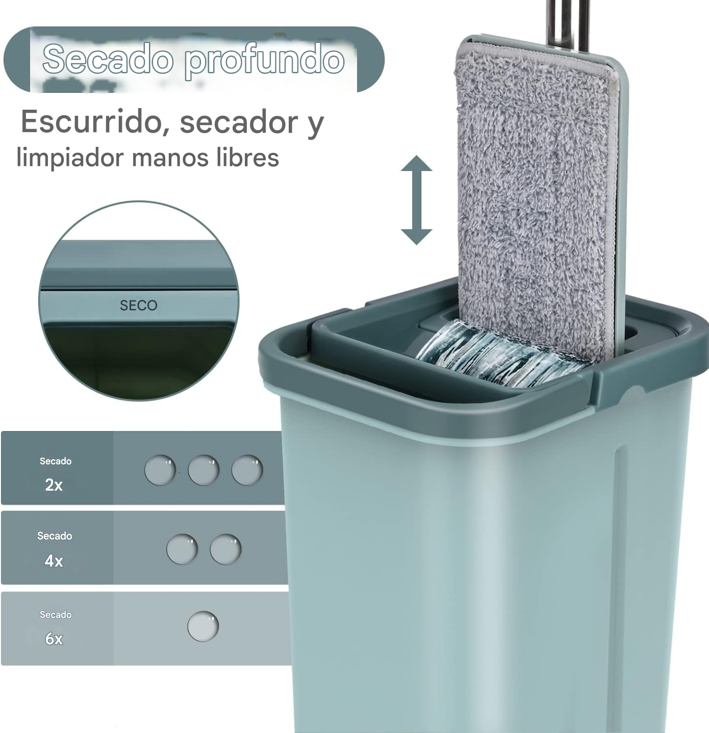 Trapeador Con Tela De Microfibra Con Exprimidor Plegable