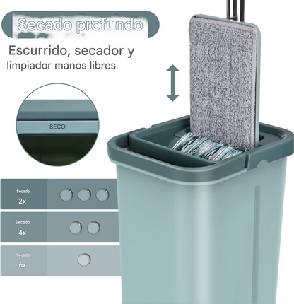 Trapeador Con Tela De Microfibra Con Exprimidor Plegable