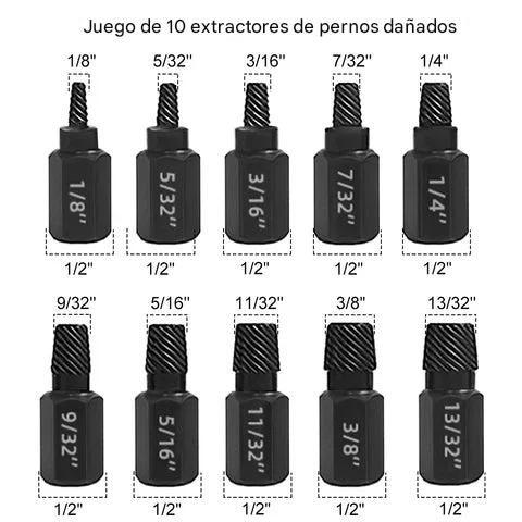 Herramienta Para Quitar Tornillos De Cabeza Rota ( x10 Unidades )