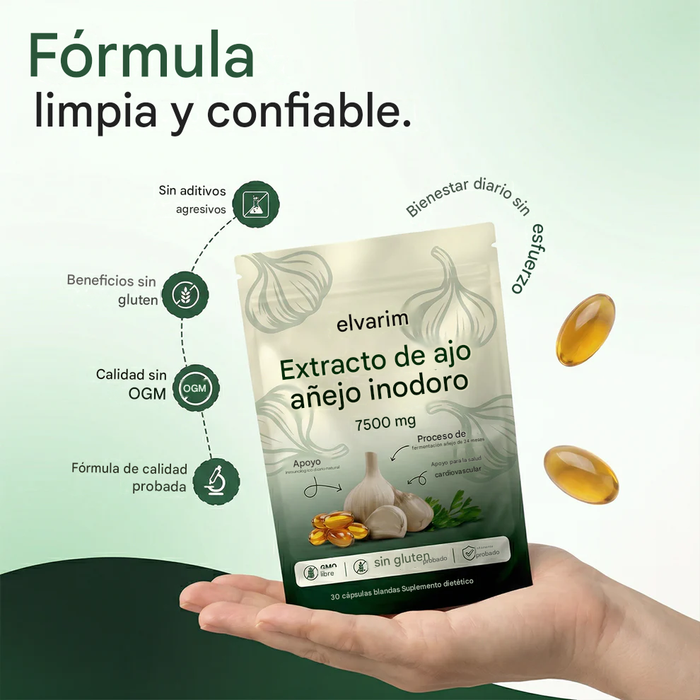 Extracto De Ajo Envejecido - ( 30 Cap ) Cápsulas Blandas Inodoras De 7500 MG