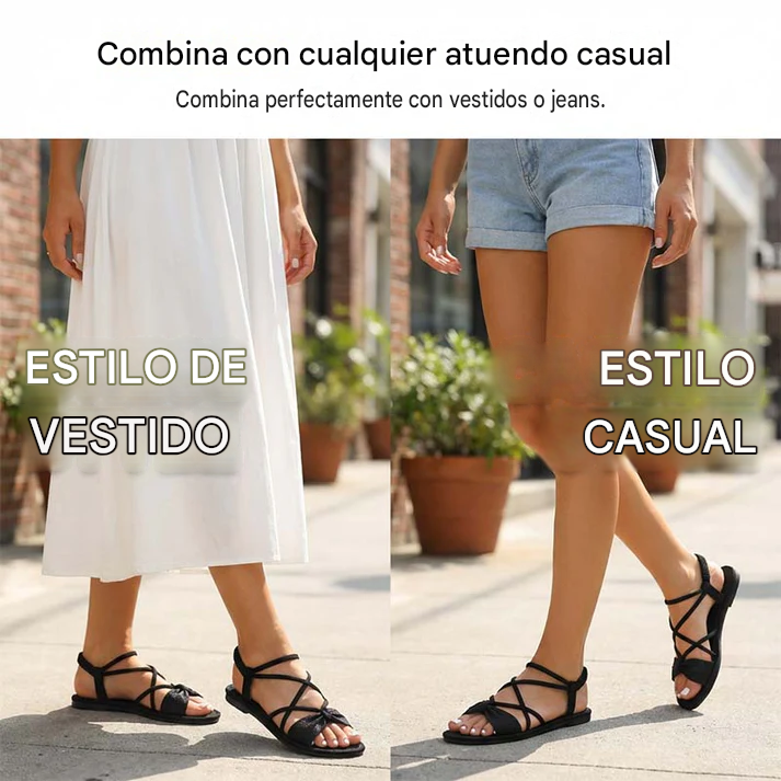 SoftLuxe™ Sandalias Planas Con Tiras Cruzadas