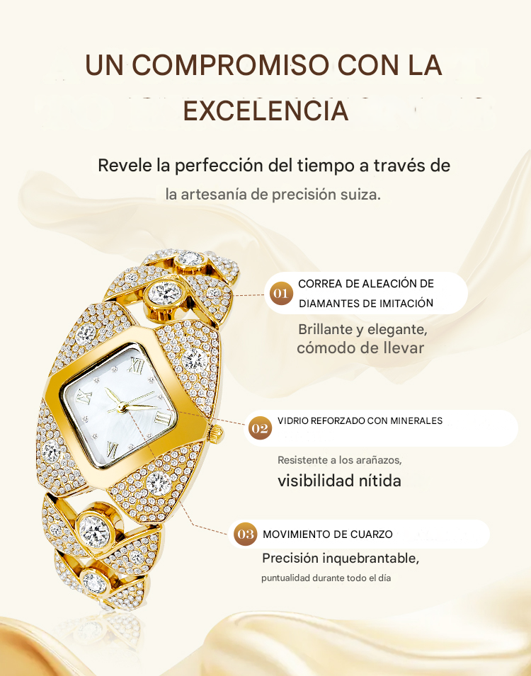 Nuevo Reloj De Cuarzo Con Diamantes