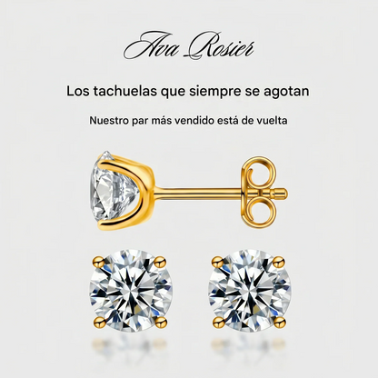 Pendientes Solitario De Moissanita Y Diamante