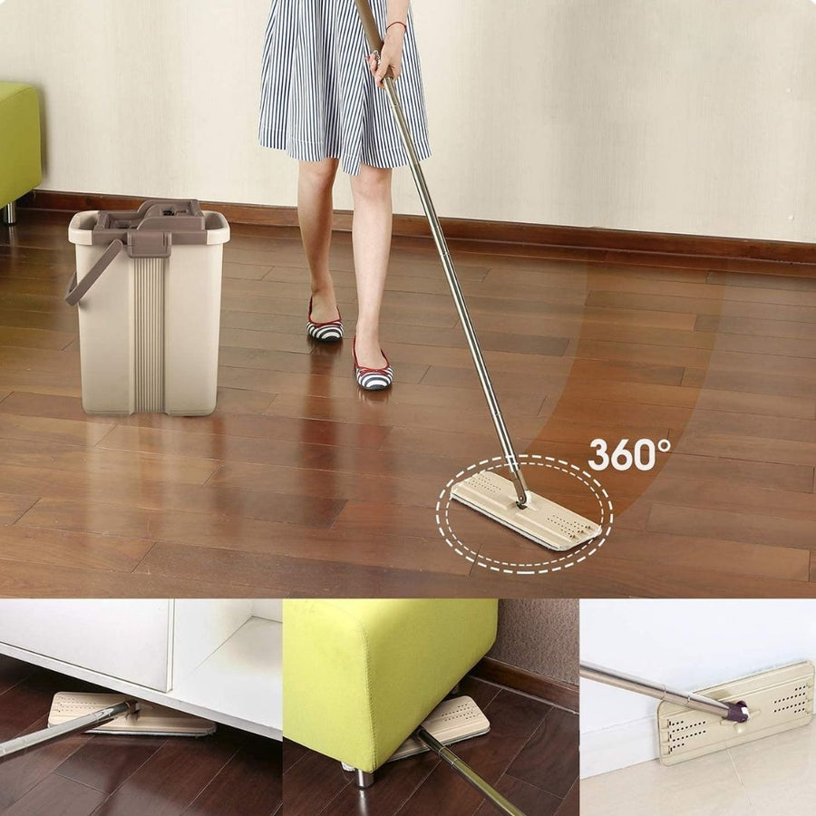 Trapeador Con Tela De Microfibra Con Exprimidor Plegable