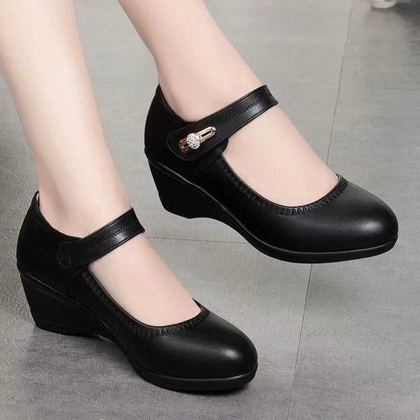 Mafalda - Zapato Tacón Ortopédico Con Cuero Genuino