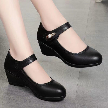 Mafalda - Zapato Tacón Ortopédico Con Cuero Genuino
