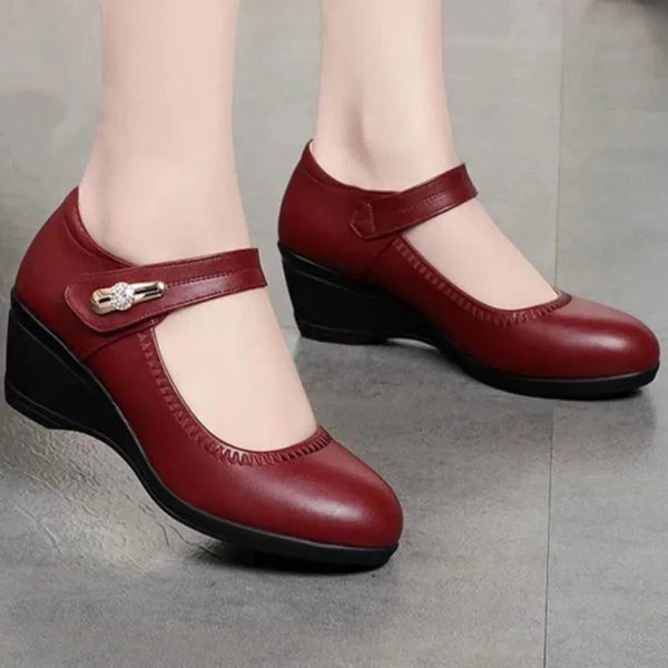 Mafalda - Zapato Tacón Ortopédico Con Cuero Genuino