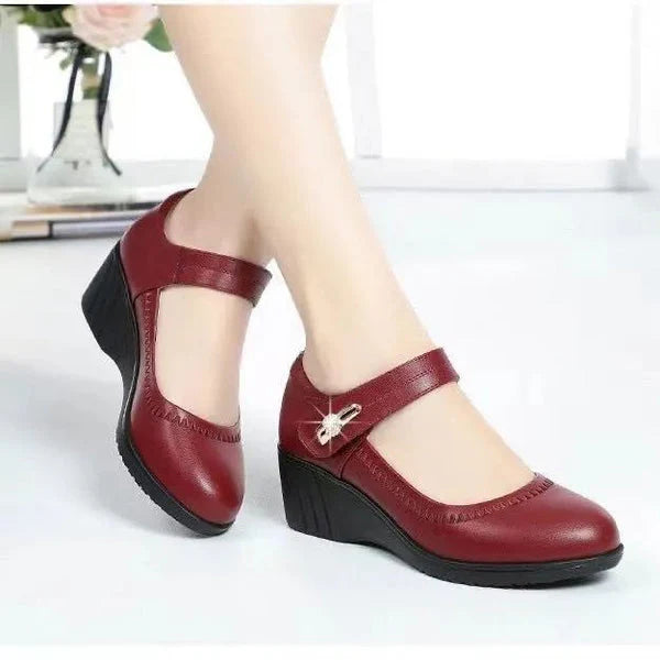 Mafalda - Zapato Tacón Ortopédico Con Cuero Genuino