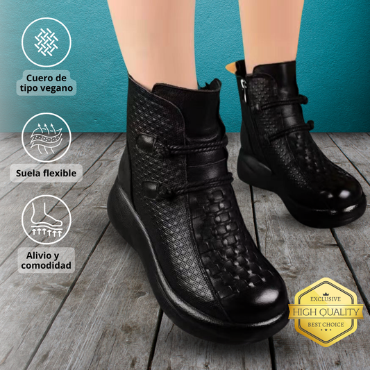 Cauwerboots - Botas cuero vegano con plataforma ortopédica ultraliviana antideslizante